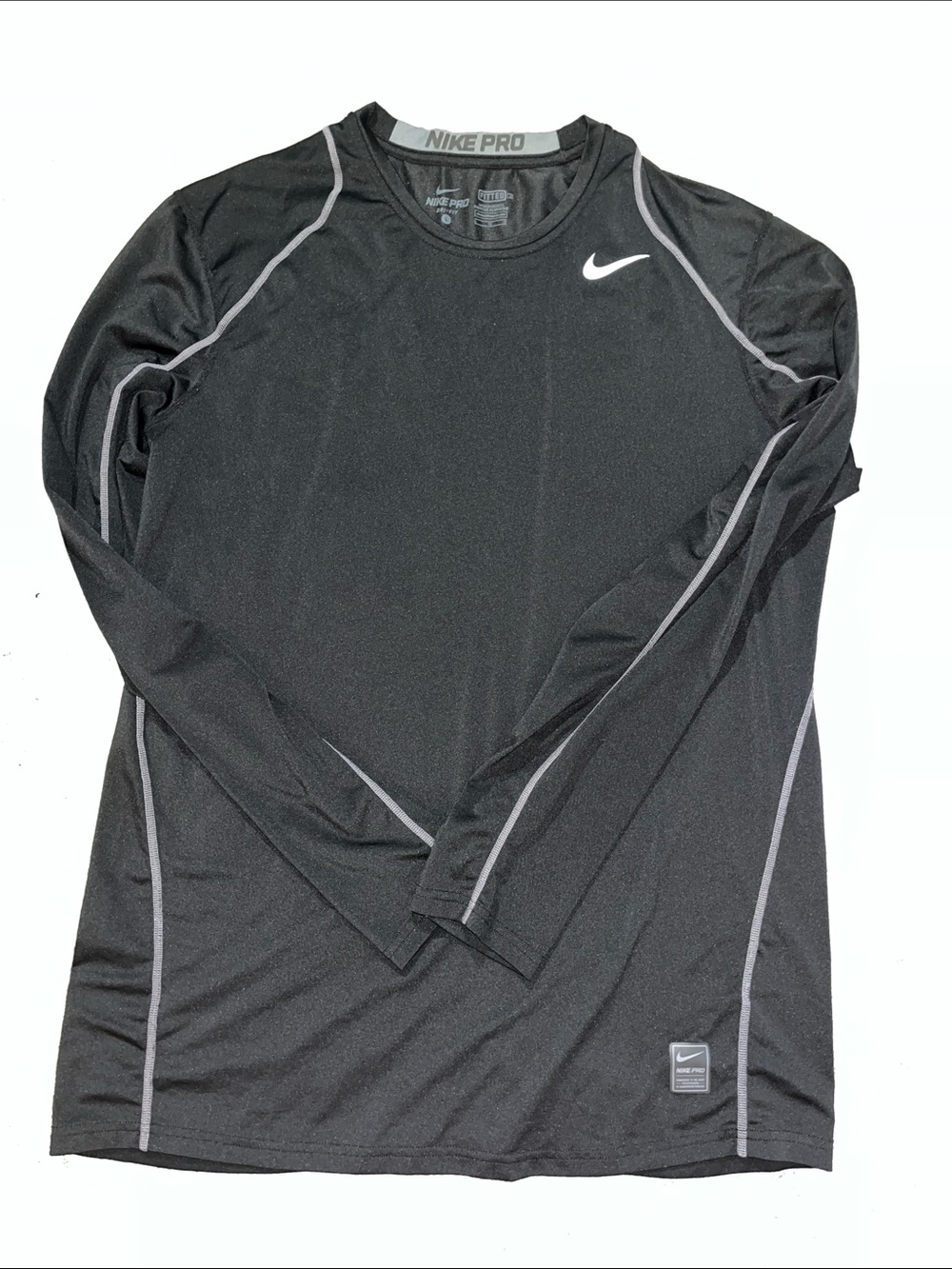 Nike Pro mens “fitted” stretch compression long sleeve gym t shirt L men’s LS
